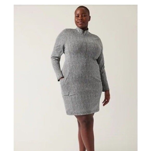 Athleta Women's Delancey Dress Size 3X Braiden Black Sculptek Textured - Picture 1 of 7